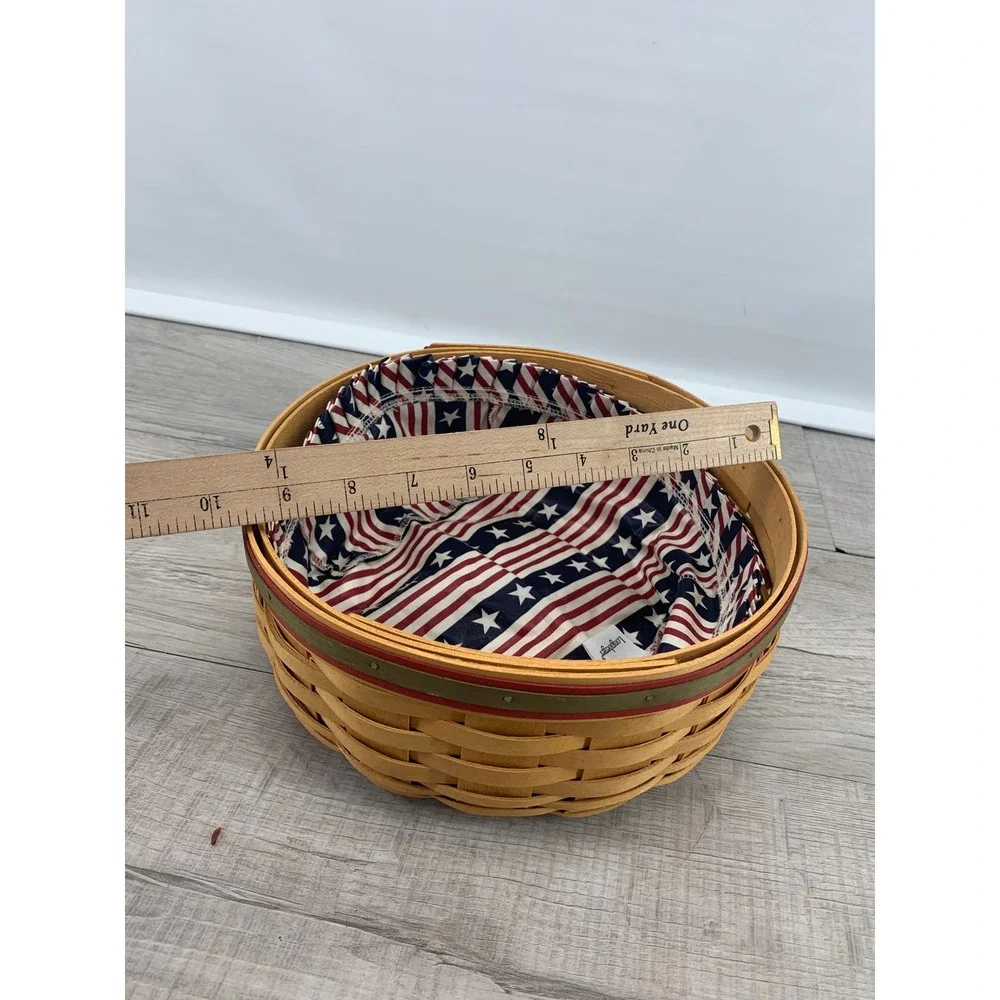Longaberger 2000 Century Celebration Basket Patriotic Flag Liner Handwoven 8in